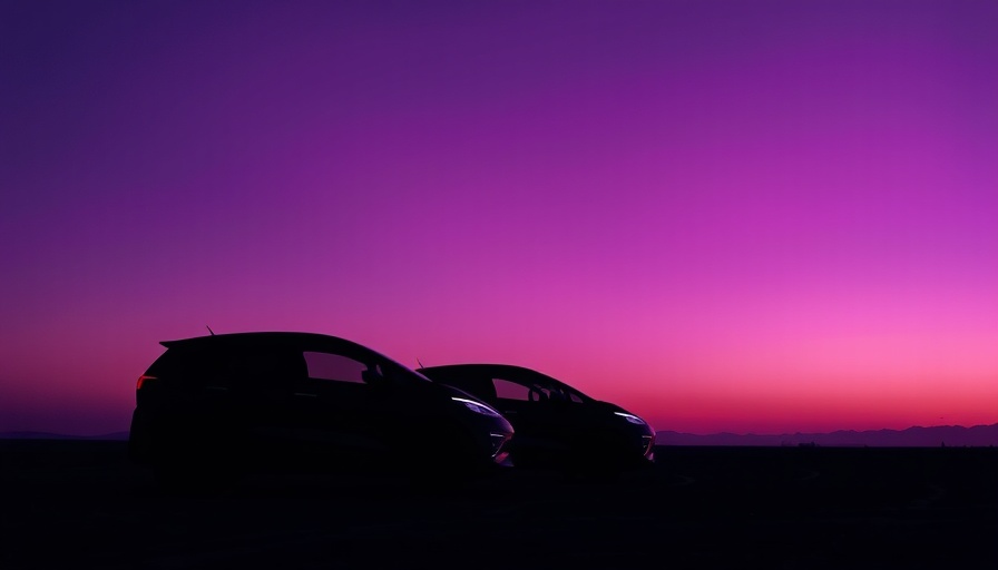 Honda EV launch silhouetted against a purple sky.