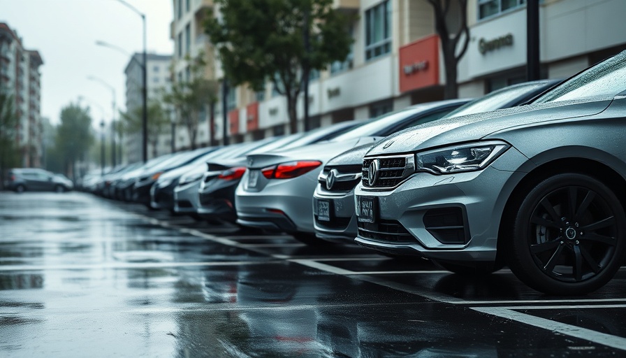 Cars parked in rain showing Valley Strong CU refinancing benefits.