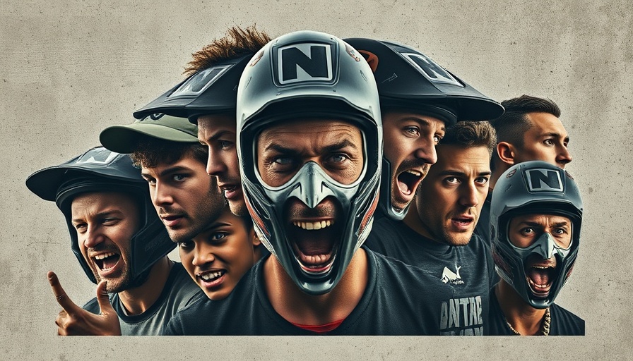 Dynamic collage of supercross champions with intense expressions.