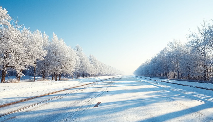 Winter road with snow-covered trees, Cherokee Media Group.