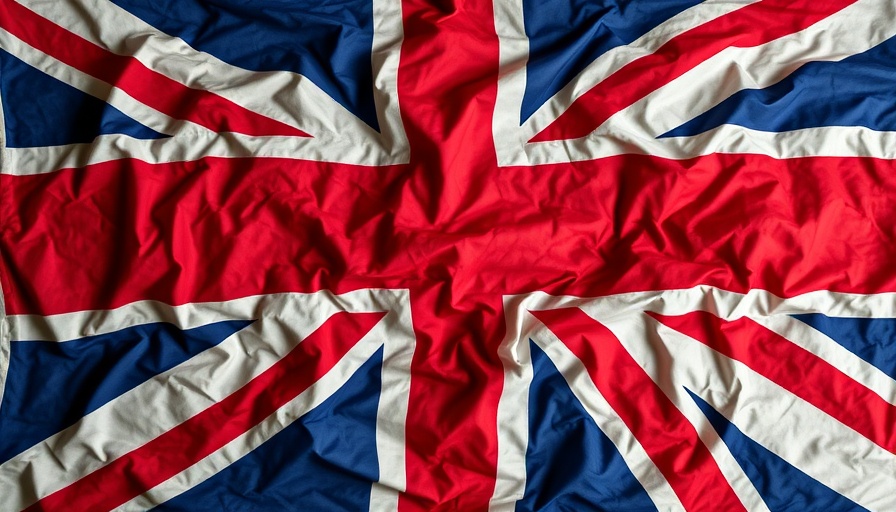 Crumpled Union Jack flag representing resilience and history.
