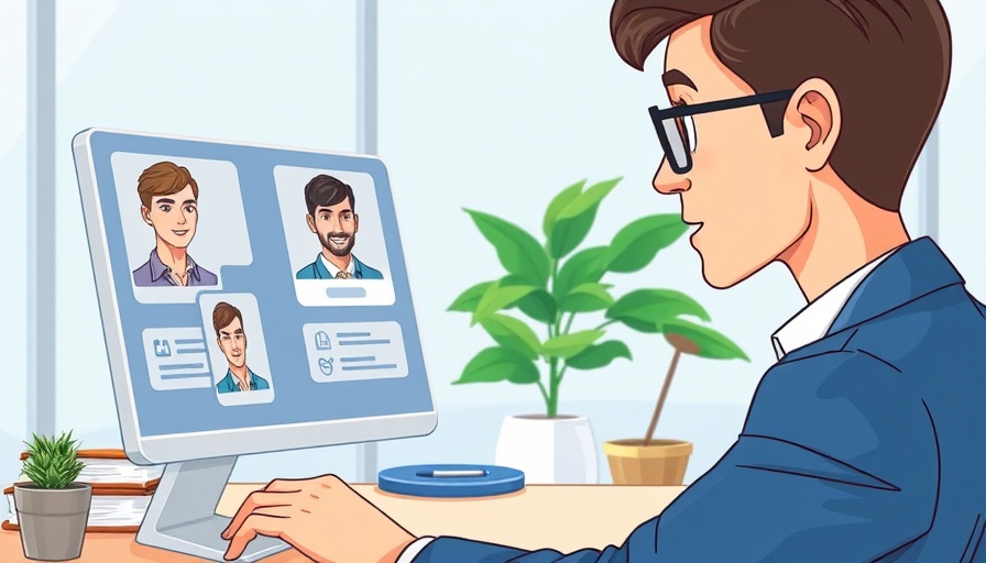 Digital illustration of recruitment strategies with candidates' profiles.