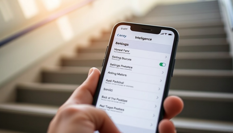 Smartphone showing Apple Intelligence settings, iOS 18 battery issue.