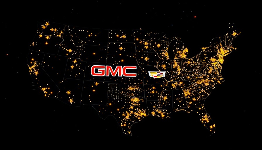 GM sales growth illustration with U.S. map and logos.