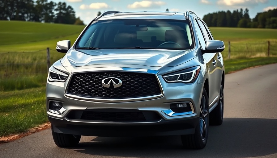 Sleek Infiniti QX60 review, stylish SUV parked in nature.