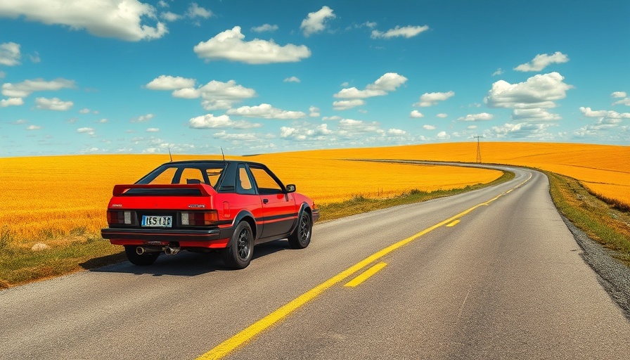 AE86 time attack car on a scenic country road.