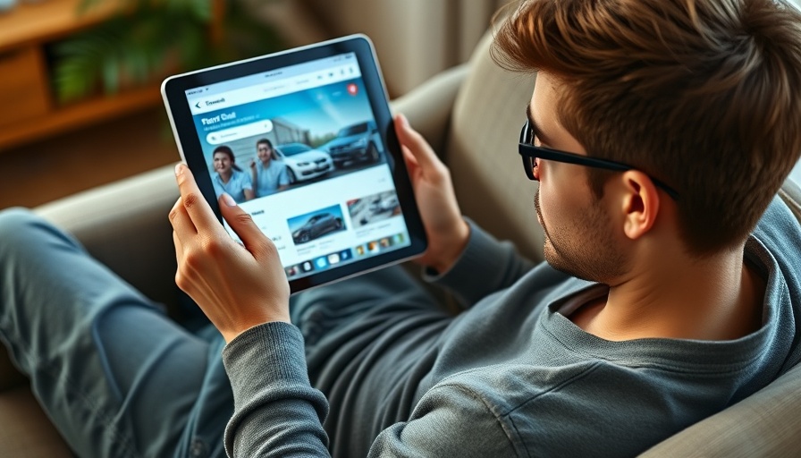 Person shopping for cars online with tablet - dealership SEO