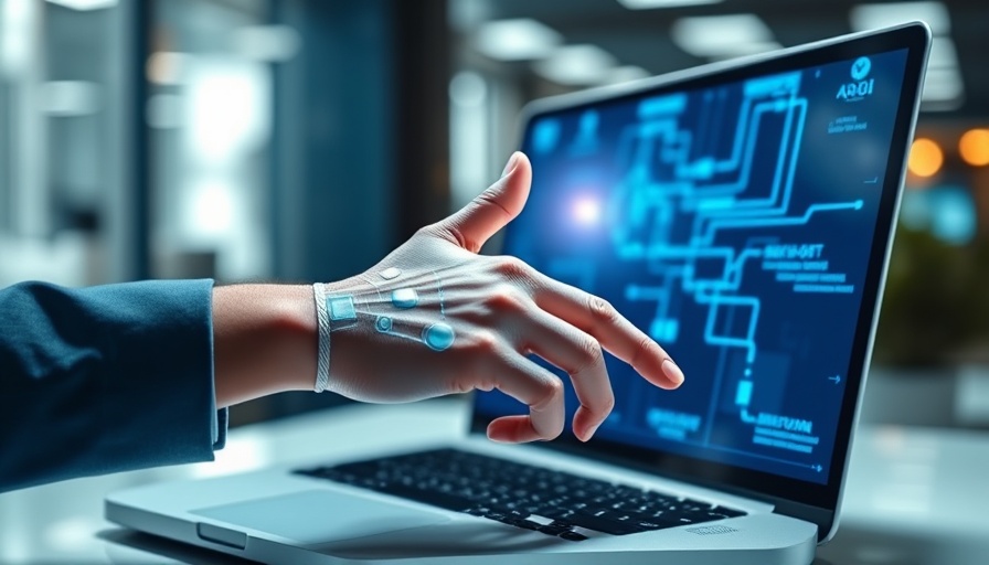 Digital handshake symbolizing generative AI in business, office setting