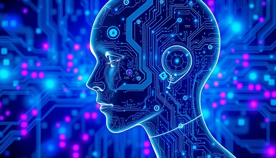 AI bias concept with AI face and circuit design background.