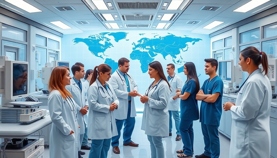 Medical tourism concept in a modern facility with international healthcare team.