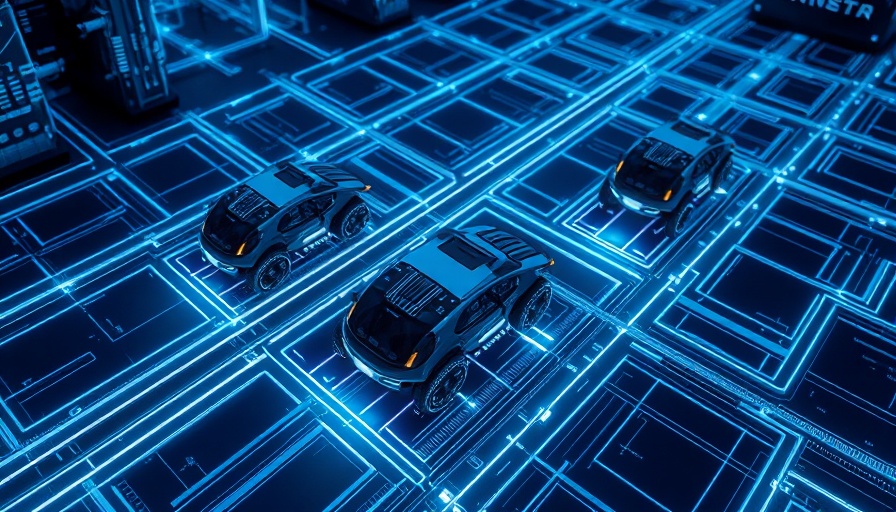 Futuristic shared autonomous vehicles on a digital grid