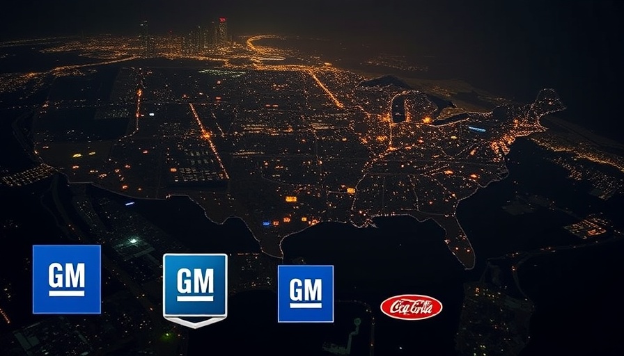 Night map of USA with GM logos highlighting sales growth.