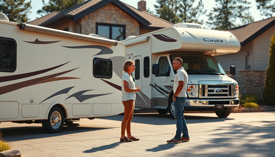 RV return process in sunny driveway setting
