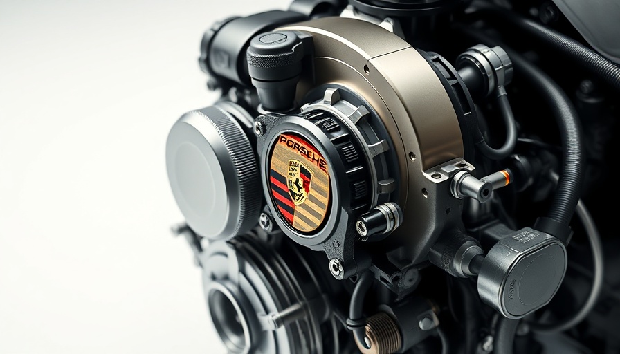 Intricate Porsche electric motor showcasing precision engineering.