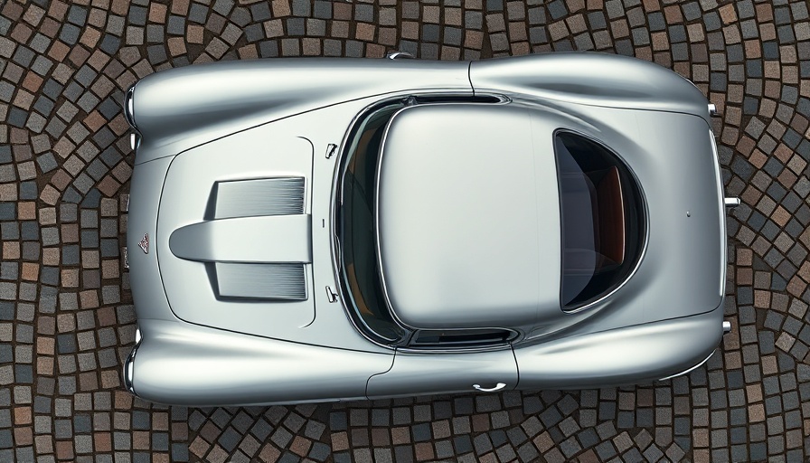 Sleek vintage Corvette on cobblestones, showcasing classic design.