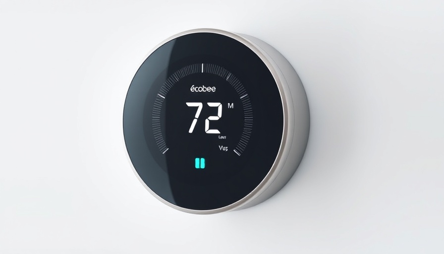 Ecobee thermostat launch with digital display on white background.