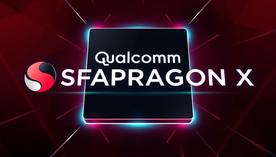 Qualcomm Snapdragon X logo with a vibrant red background