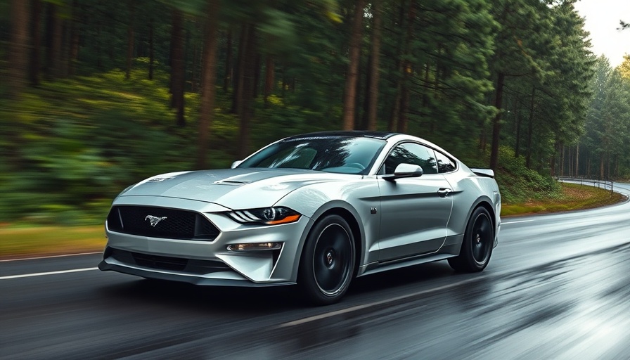 Electric Mustang SUV driving on forest road