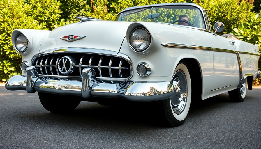 Classic vintage car with shiny chrome on a sunny day.