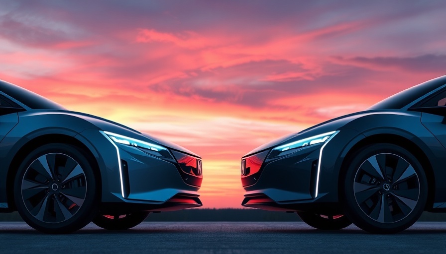 Futuristic Honda EVs reflecting at sunset