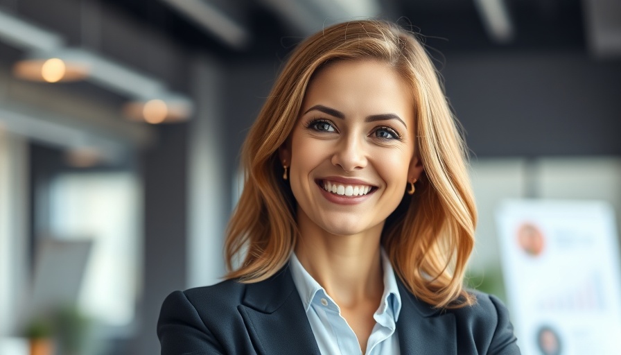 Professional woman's confident smile in media leadership context