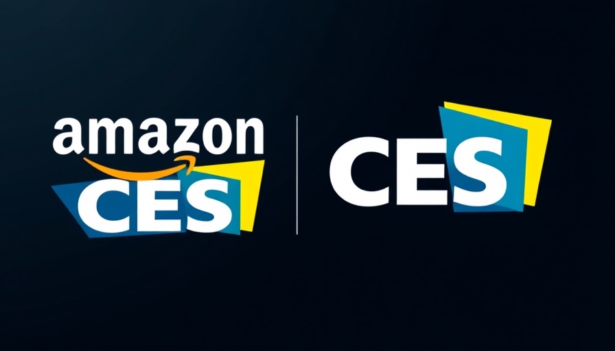 Amazon ads and CES logos on dark background, showcasing collaboration