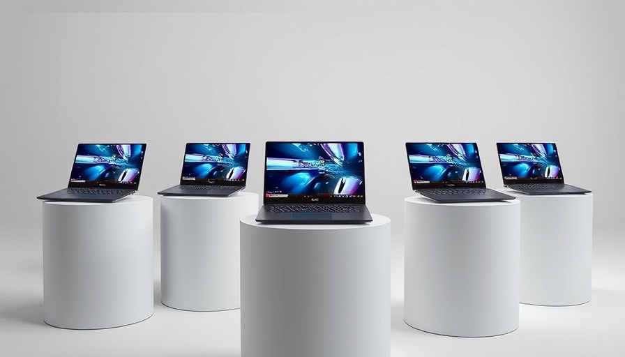 Dell AI laptops in a minimalist display setting