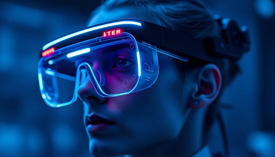 Holographic smart glasses futuristic design in blue light