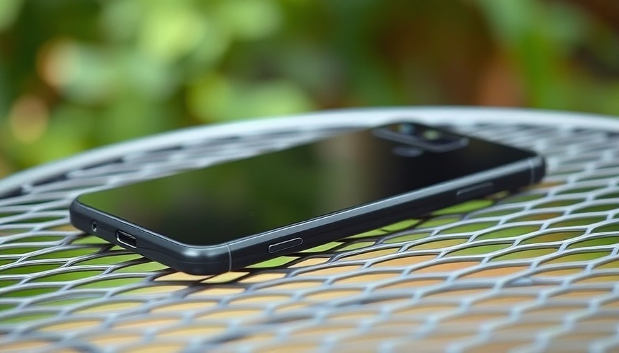 Sleek Pixel 4A smartphone resting on a mesh table.