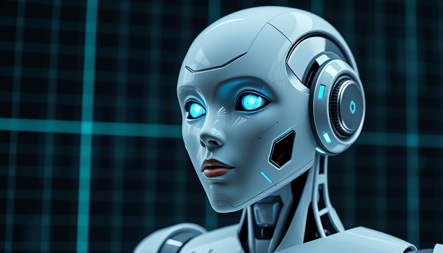 AI Platform: Humanoid robot with digital grid background.
