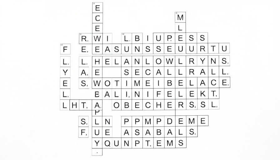 Unsolved business crossword puzzle grid, black and white