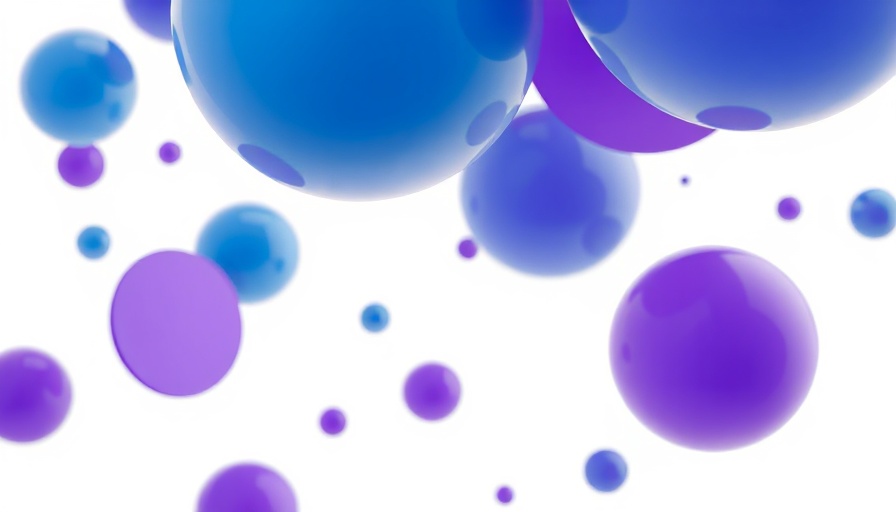 Abstract futuristic shapes representing healthcare M&A in blue and purple.