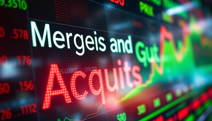 Stock board displaying 'Mergers and Acquisitions' with vibrant numbers.