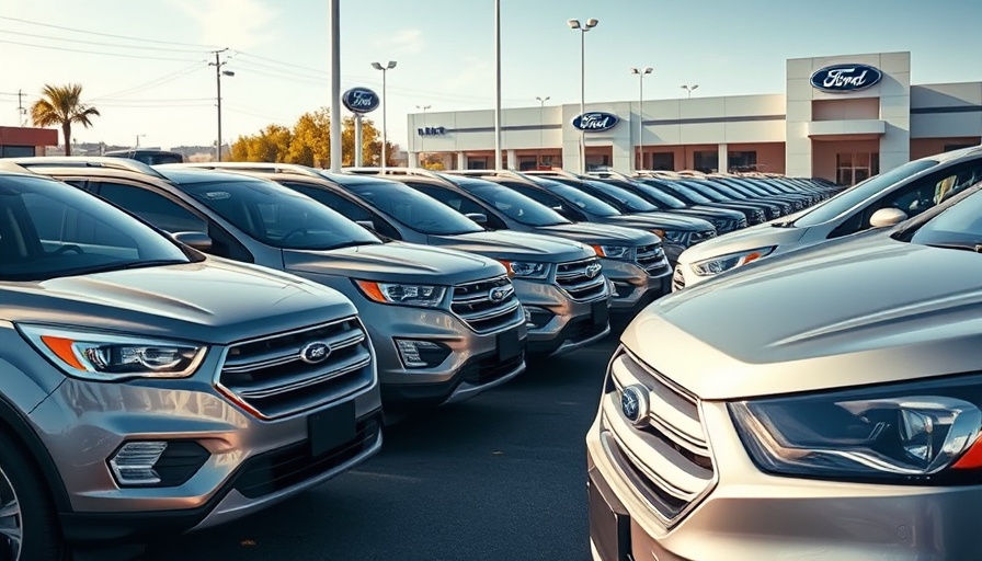 Used Ford vehicles in a dealership showcasing trends.
