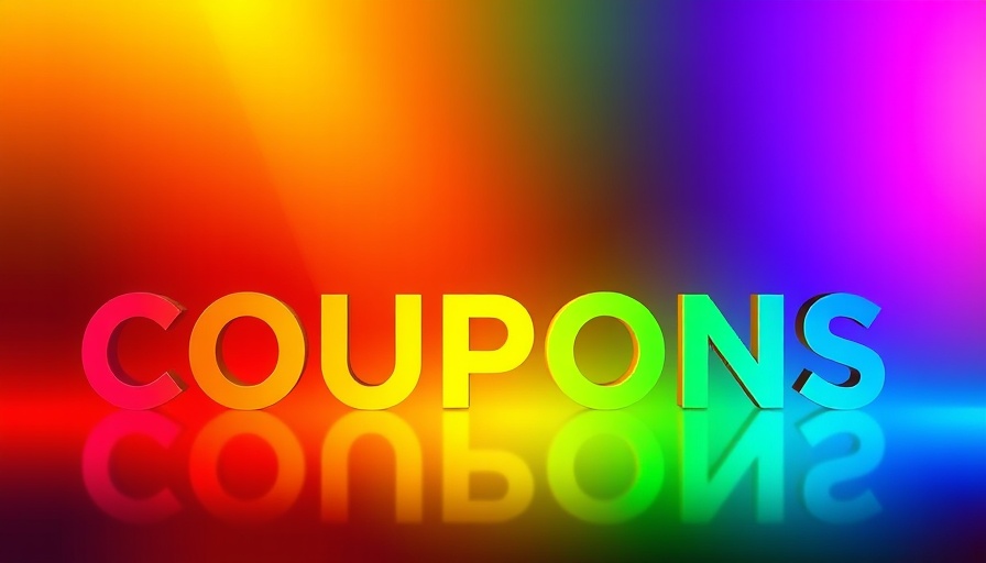 Colorful abstract design with bold 'COUPONS' text
