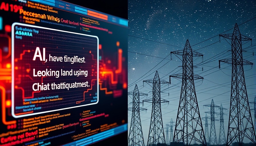 Digital AI text and power grid, AI Security concept.