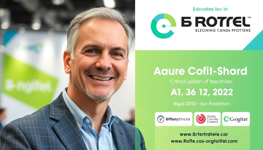 Corporate conference banner featuring a professional man.