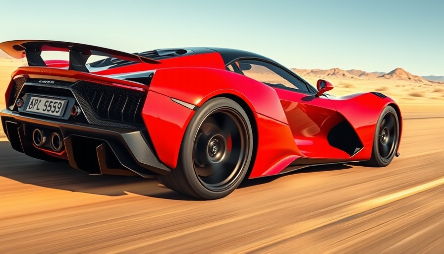 Dynamic scene of BYD EV Supercar on an open road.