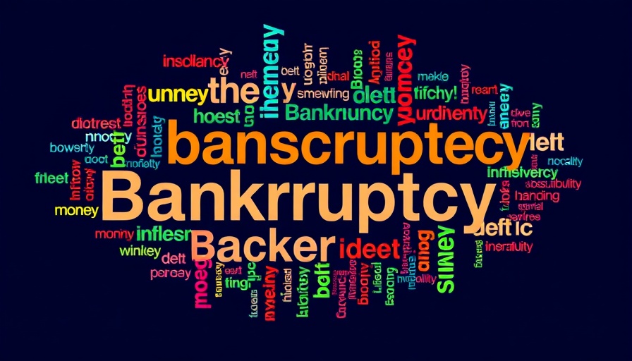 Word cloud of bankruptcy trends and related terms.