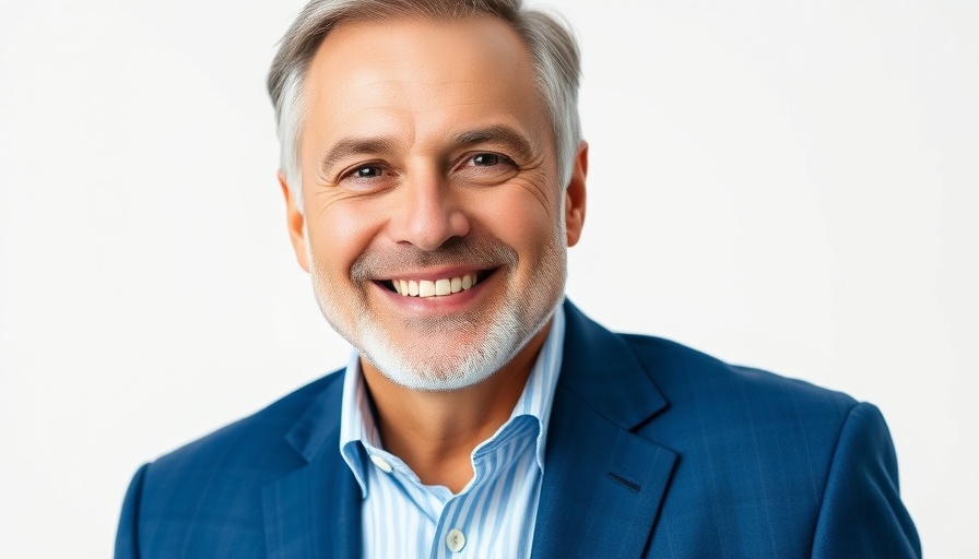 Smiling man in blue suit, professional portrait, GroupM future strategy