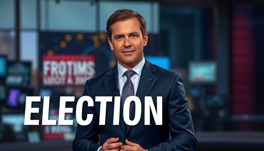 Election night news programming hosted by an anchor in a studio setting.