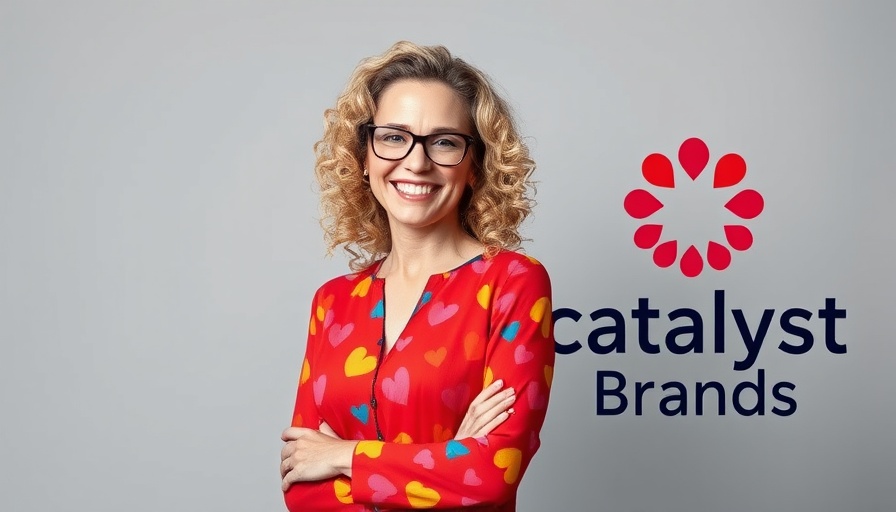 Confident woman smiling with Catalyst Brands logo, Retail Transformation