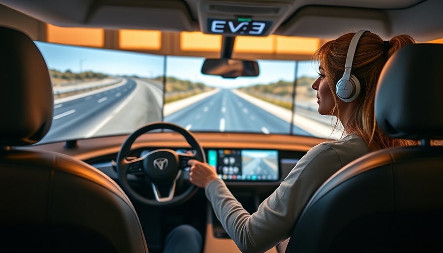 Woman using EV teledriving system in a sunlit control room.
