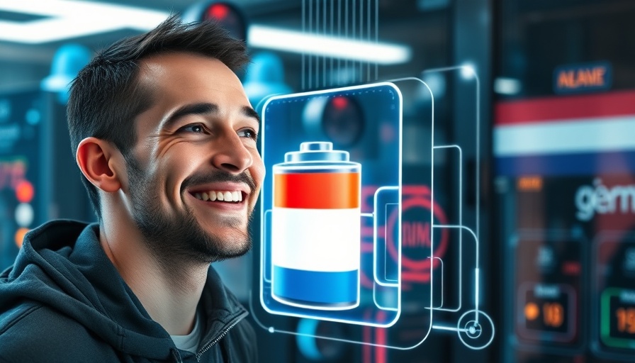 Dutch battery startups concept with futuristic battery and flag.