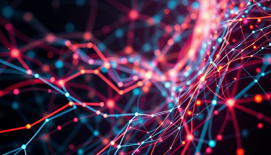 Generative AI neural network design with abstract luminous colors.