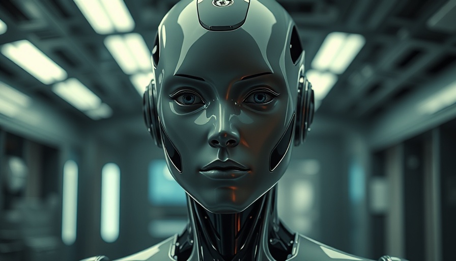 AI funding concept: high-tech humanoid robot in futuristic lab.