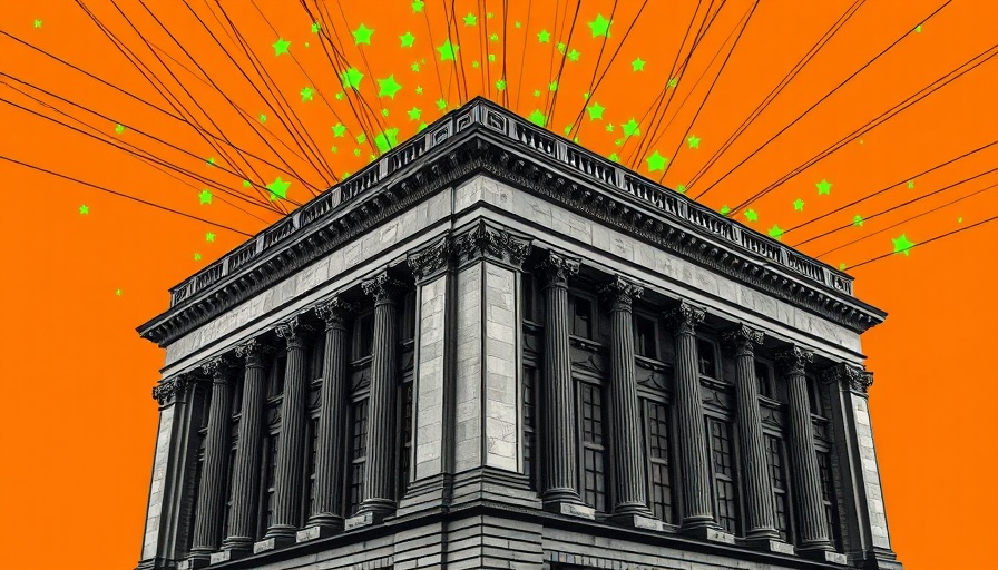 Classical building with network lines symbolizing AI regulation