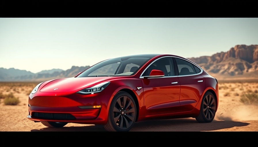 Tesla Model 3 parked in desert for Tesla recall discussion.
