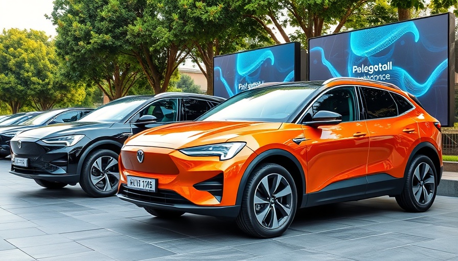 Modern electric SUVs addressing range anxiety, displayed outdoors.