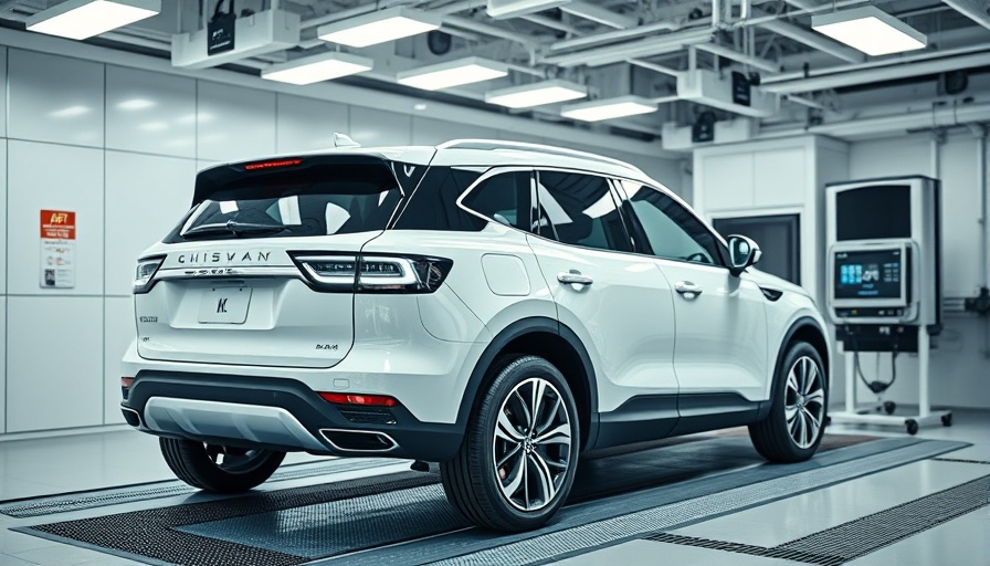 AI vehicle inspections: white SUV in automated inspection setup.